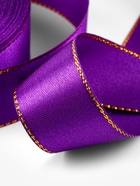 Лента атласная, с золотым люрексом, 25 мм, 23±1 м, фиолетовая, №35 - Фото 4
