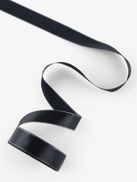 Лента атласная, с серебряным люрексом, 25 мм, 23±1 м, чёрная №39 (комплект 2 шт)