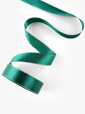 Лента атласная, с серебряным люрексом, 25 мм, 23±1 м, зелёная №70 (комплект 2 шт)