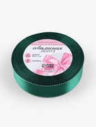 Лента атласная, с серебряным люрексом, 25 мм, 23±1 м, зелёная №70 - Фото 4