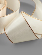 Лента атласная, с золотым люрексом, 40 мм, 23±1 м, светло-бежевая №08 - Фото 4