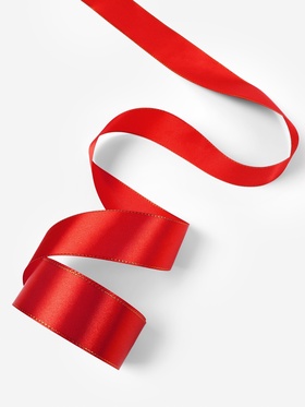 Лента атласная, с золотым люрексом, 40 мм, 23±1 м, красная №26 (комплект 2 шт)