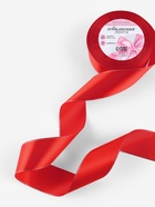 Лента атласная, с серебряным люрексом, 40 мм, 23±1 м, красная №26 - Фото 2