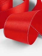 Лента атласная, с серебряным люрексом, 40 мм, 23±1 м, красная №26 - Фото 3