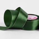 Лента атласная, с серебряным люрексом, 40 мм, 23±1 м, зелёная №49 - Фото 1
