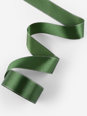 Лента атласная, с серебряным люрексом, 40 мм, 23±1 м, зелёная №49 (комплект 2 шт)