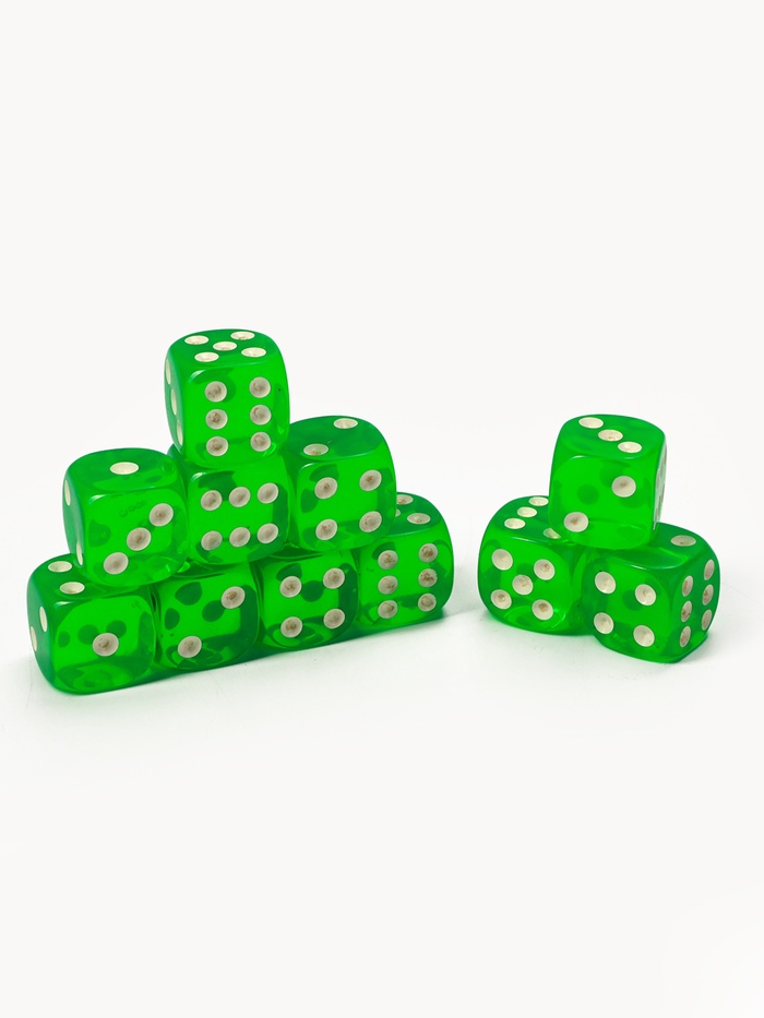 Кубики игральные, 1.6×1.6 см, набор 50 шт., зелёные - Фото 1