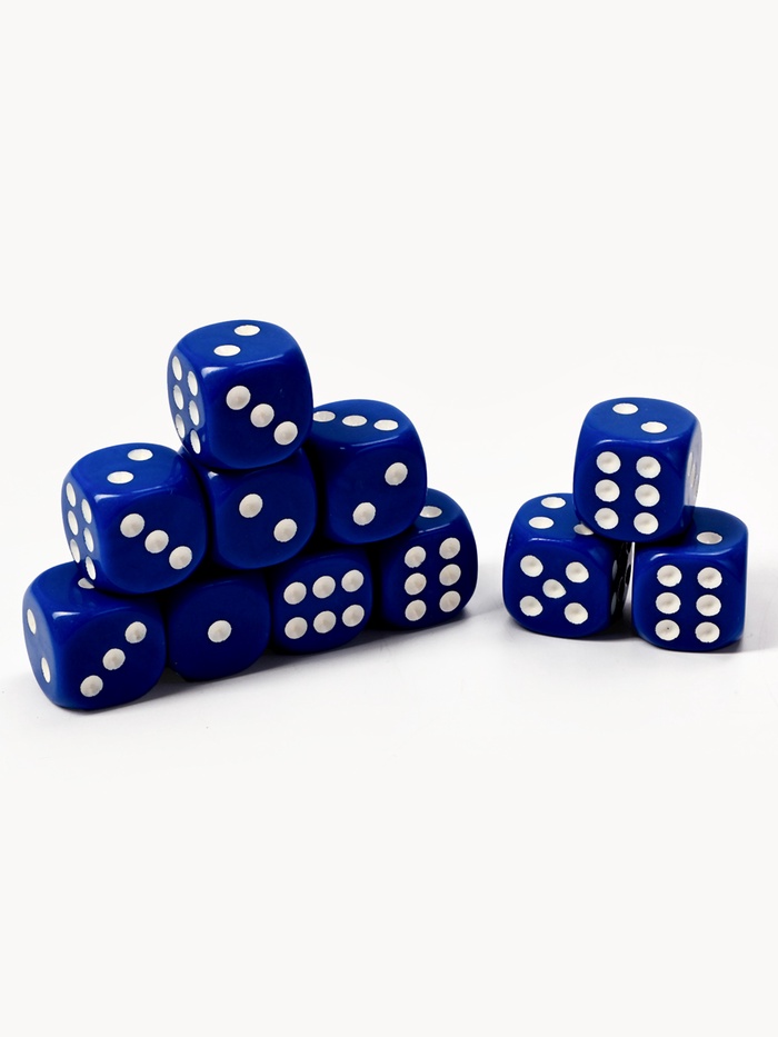 Кубики игральные, 1.6×1.6 см, набор 50 шт., синие - Фото 1