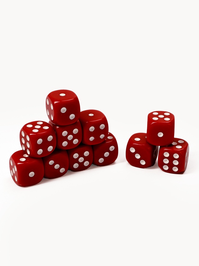 Кубики игральные, 1.6×1.6 см, набор 50 шт., красные - Фото 1