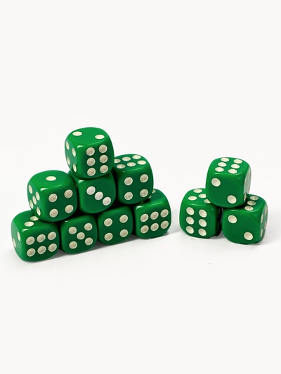 Кубики игральные, 1.4×1.4 см, набор 50 шт., зелёные