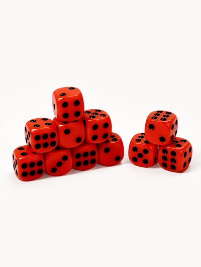 Кубики игральные, 1.4×1.4 см, набор 50 шт., красные