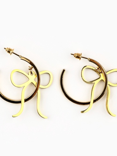 Серьги кольца с подвесом бантом Limited edition, 3 см