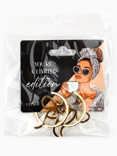 Серьги кольца с подвесом бантом Limited edition, 3 см