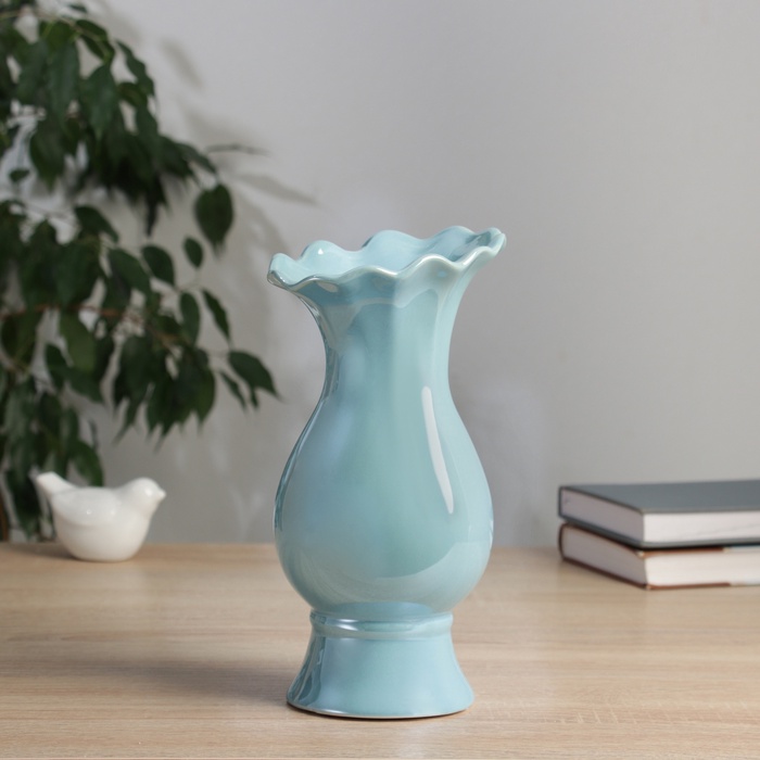 Ваза «Филикс», d=6 см, 22.5×9 см, керамика, голубая - Фото 1