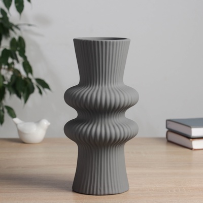 Ваза для цветов «Курт», d=8 см, 24×11 см, керамика, серая