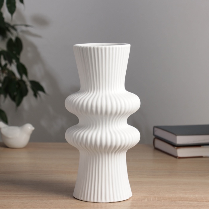 Ваза «Курт», d=8 см, 24×11 см, керамика, белая - Фото 1