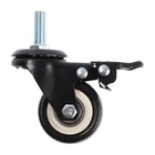 Колесо мебельное ТУНДРА, d=50 мм, поворотное, с футоркой 12х30 мм, с тормозом, черное - фото 808506988