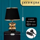 Настольная лампа с абажуром RISALUX «Роса», 1×40 Вт, Е27, чёрный/золото, 20×20×32 см - фото 31083826