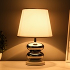 Настольная лампа с абажуром RISALUX «Роса», 1×40 Вт, Е27, белый/хром, 20×20×32 см - Фото 4