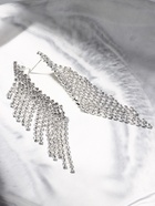 Серьги висячие со стразами «Вечное сияние» водопад, цвет белый в серебре - фото 809431994