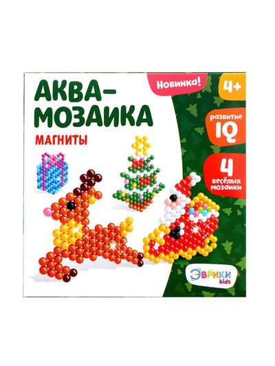 УЦЕНКА Аквамозаика «Олень с Дедом Морозом», магниты