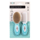 УЦЕНКА Расчёска детская, щётка для волос с натуральной щетиной в наборе, белый, бирюзовый - Фото 5