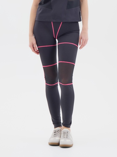 Легинсы спортивные с сеткой женские MINAKU, чёрные, размер 44