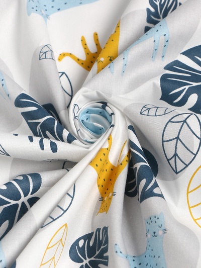 Ткань Сатин "Леопард" цв.голубой, ш.160 см, 100% хлопок, 160 гр/м2