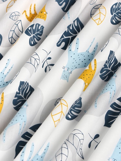 Ткань Сатин "Леопард" цв.голубой, ш.160 см, 100% хлопок, 160 гр/м2