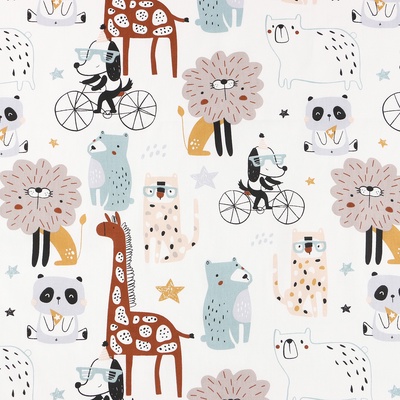 Ткань Сатин "Зоопарк", ш.160 см, 100% хлопок, 160 гр/м2