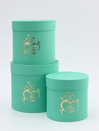 Набор шляпных коробок  3 в 1 "Ты в моём сердце" зелёный, 21 х 20  - 16 х 17 см 10855984