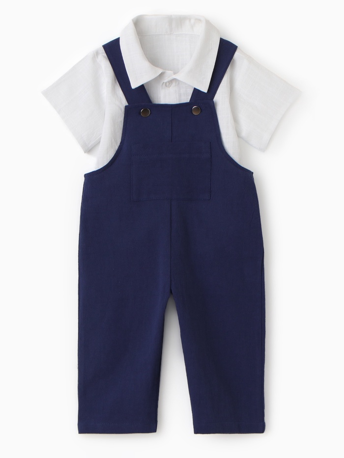 Костюм для мальчика (рубашка, комбинезон) «Крошка Я», рост 86-92 см, синий