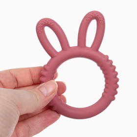 Прорезыватель силиконовый для зубов Крошка Я «Зайка», красный