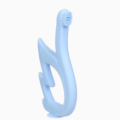 Прорезыватель силиконовый для зубов «Лебедь», щеточка, на присоске, голубой, Крошка Я