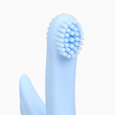 Прорезыватель силиконовый для зубов «Лебедь», щеточка, на присоске, голубой, Крошка Я