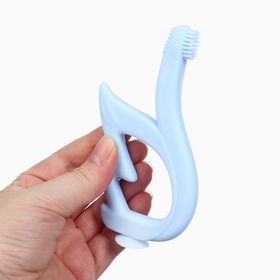 Прорезыватель силиконовый для зубов «Лебедь», щеточка, на присоске, голубой, Крошка Я