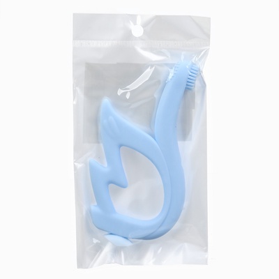 Прорезыватель силиконовый для зубов «Лебедь», щеточка, на присоске, голубой, Крошка Я