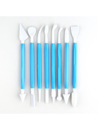 Набор стеков для лепки 8 шт., пластик ТМ Наброскин «Голубые»