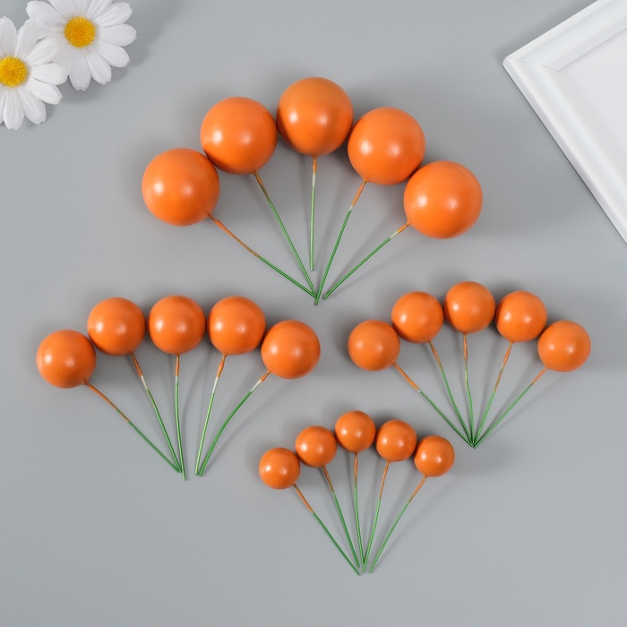 Декор для творчества «Шарики оранж», d=2; 3; 3.5 и 4 см, набор 20 шт.