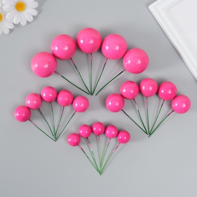 Декор для творчества «Шарики фуксия», d=2; 3; 3.5 и 4 см, набор 20 шт.