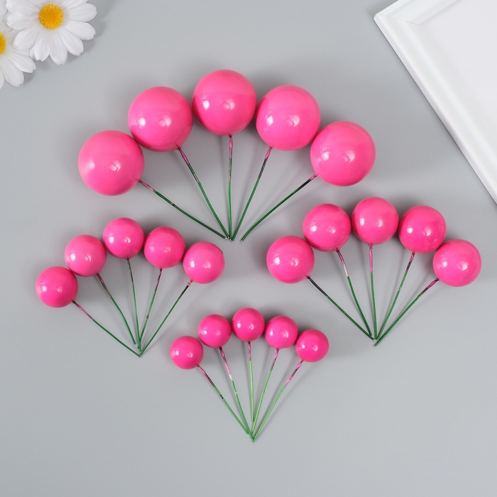 Декор для творчества «Шарики фуксия», d=2; 3; 3.5 и 4 см, набор 20 шт. - Фото 1