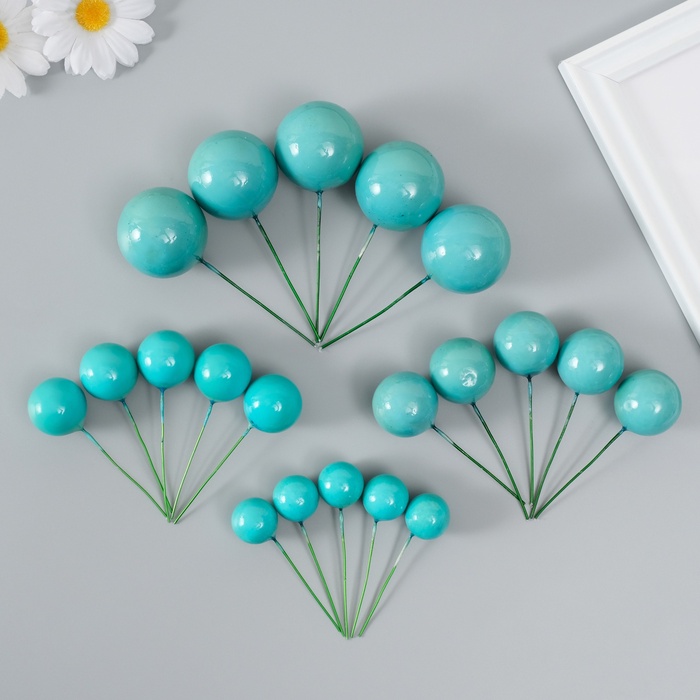 Декор для творчества «Шарики бирюзовые», d=2; 3; 3.5 и 4 см, набор 20 шт. - Фото 1