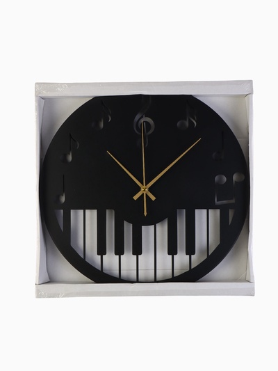Часы настенные интерьерные «Пианино», бесшумные, плавный ход, d=40 см, металл, чёрные