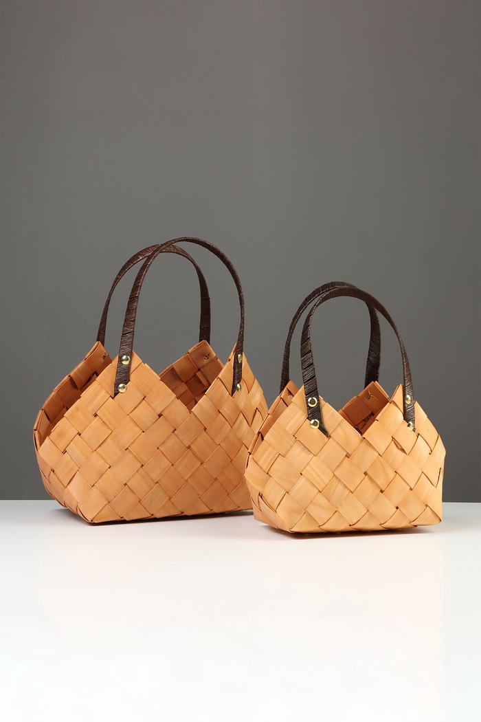 Корзина плетёная для хранения, ива, натуральный цвет, набор 2 шт.