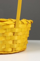 Корзина плетёная для хранения, 20×20×9 см, ручка h=25 см, бамбук, желтая, Greengo - Фото 5
