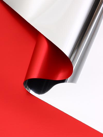 Пленка для цветов, «Серебряная сторона», красный, 57×57±1 см