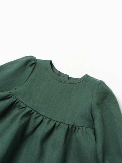 Платье для девочки с воротничком «Крошка Я» Linen, 80-86 см, зелёное