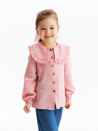 Рубашка детская KAFTAN, размер 34 (122-128 см), розовая