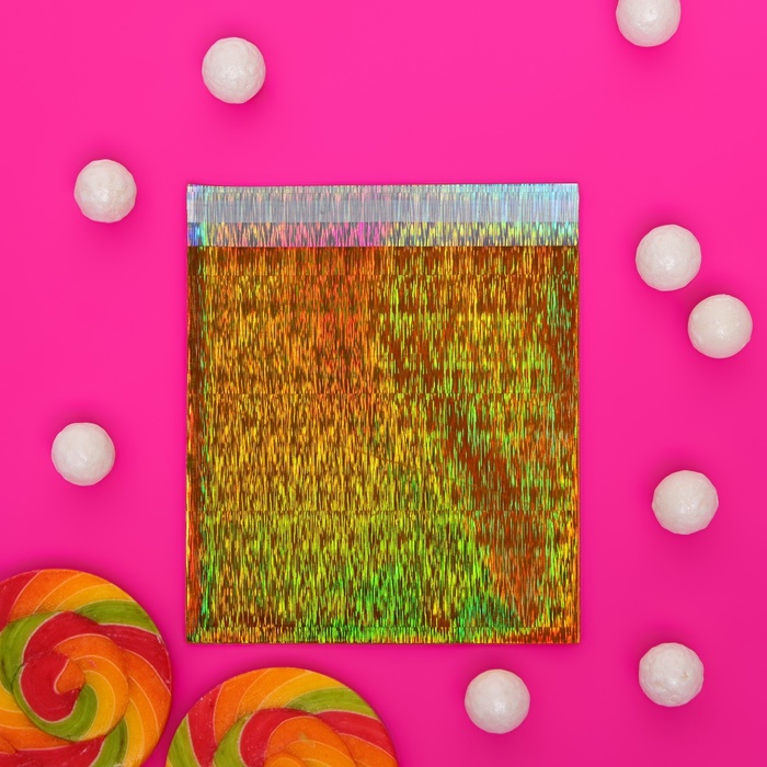 Пакет подарочный голографический с липкой лентой, «Звездное небо», 10×10+2 см набор 5 шт.