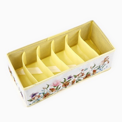 Органайзер для хранения, кофр для белья 6 ячеек «Цветы», 32×15×10 см